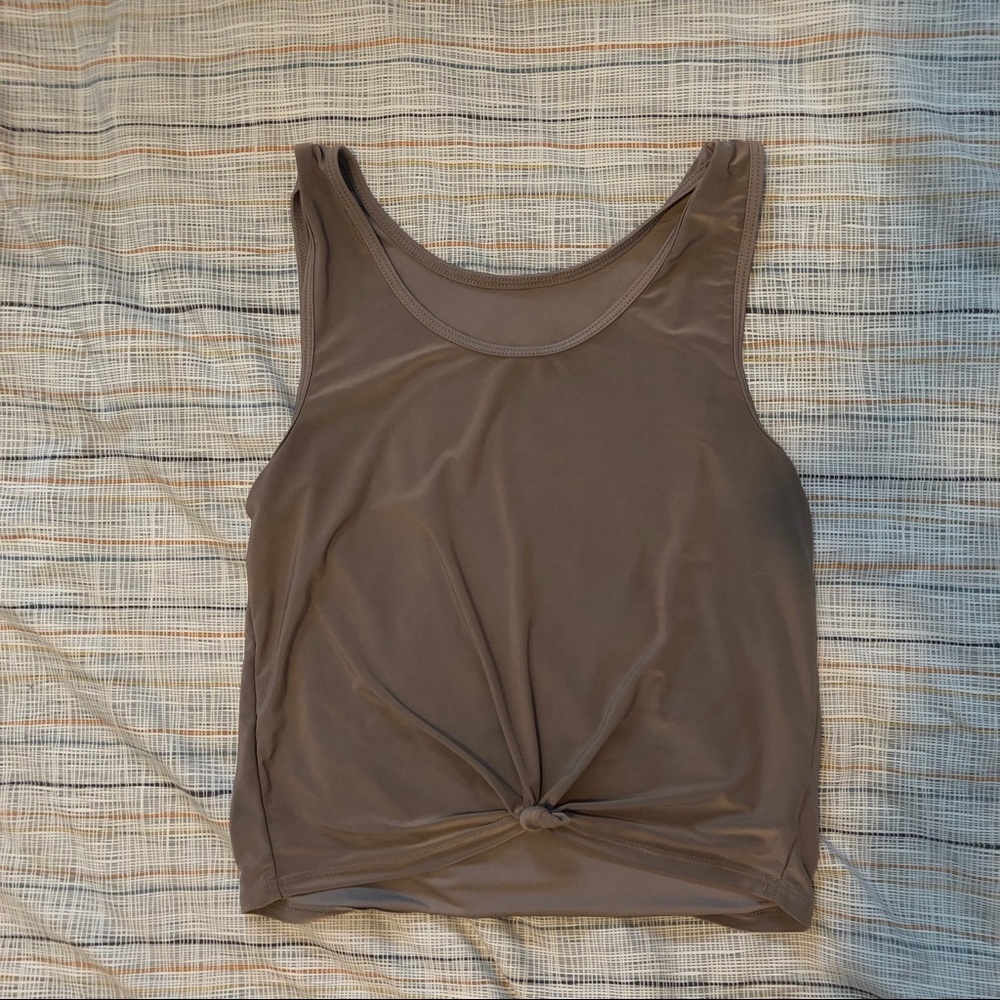 Onzie knot crop tank top beige